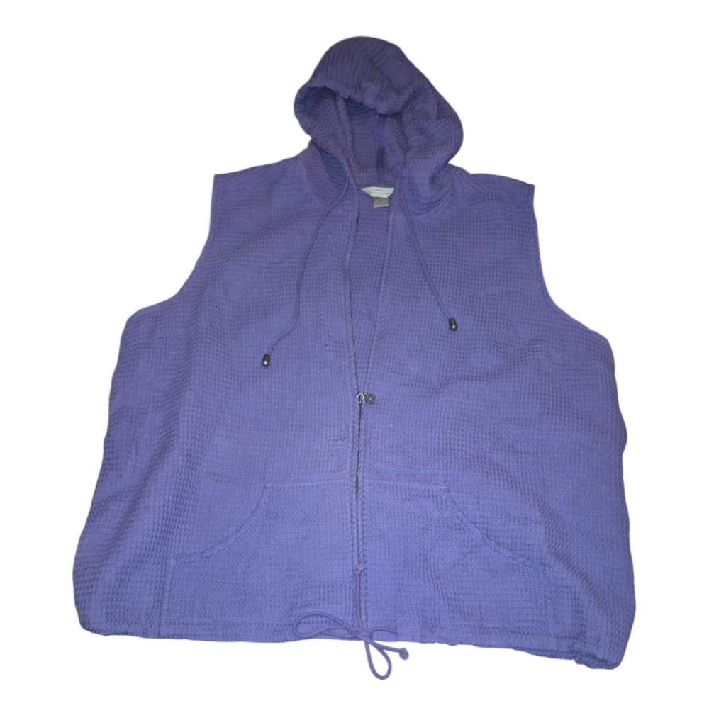 Christopher & Banks Purple Boxy Sweatshirt ZIP UP Sleeveless Hoodie